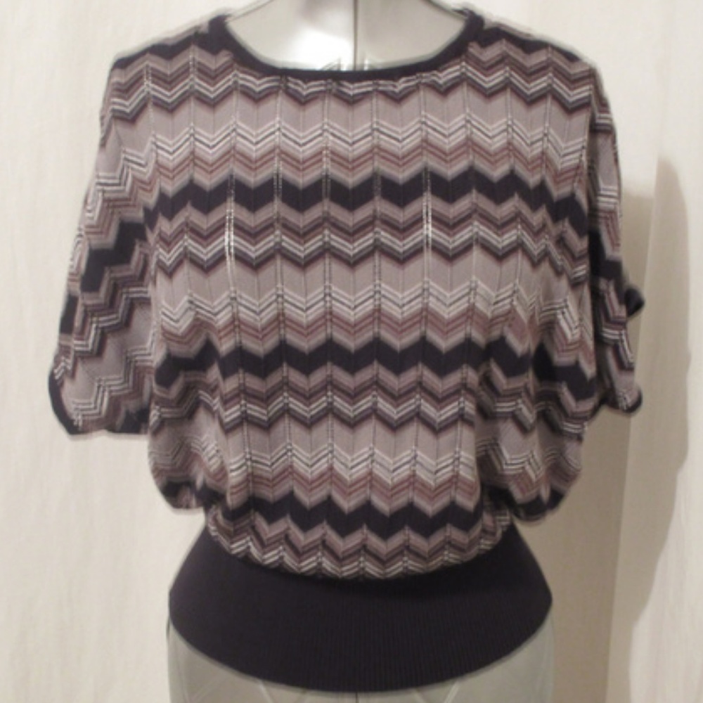 Chevron Sweater Dolman Sleeves S